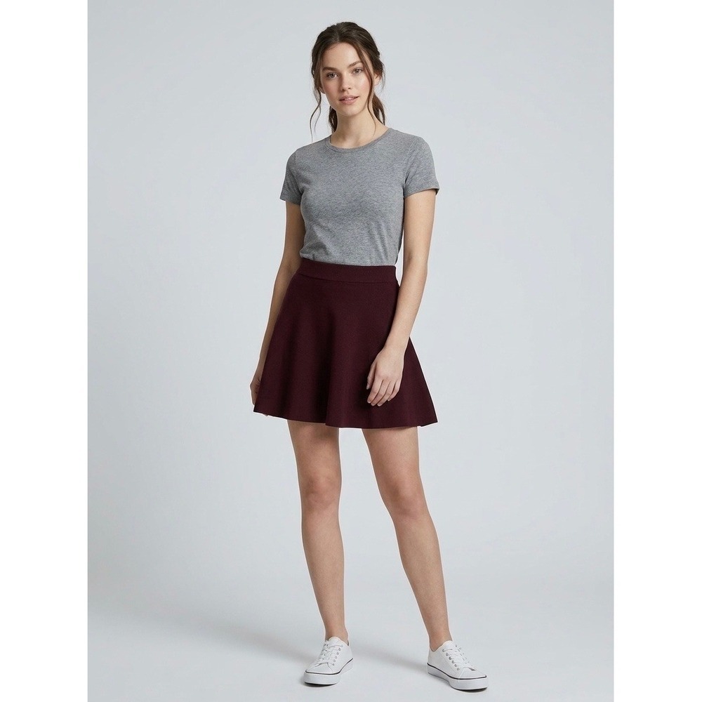 HM Burgundy Skater Skirt Knit A-Line Mini Wine Red 890432 US M NEW